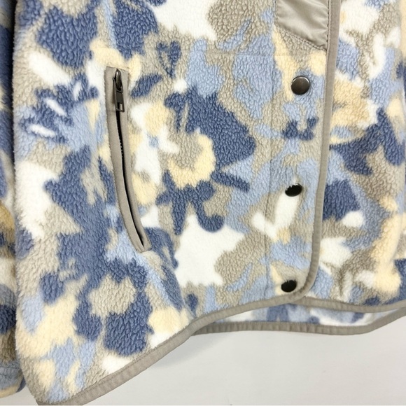 Thread + Supply blue taupe yellow white camo fleece jacket M - Picture 7 of 11